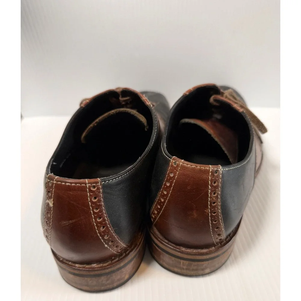 Cole Haan Men's Saddle‎ Shoes Black Brown Leather Lace Up Oxford Dress Size 13 M
